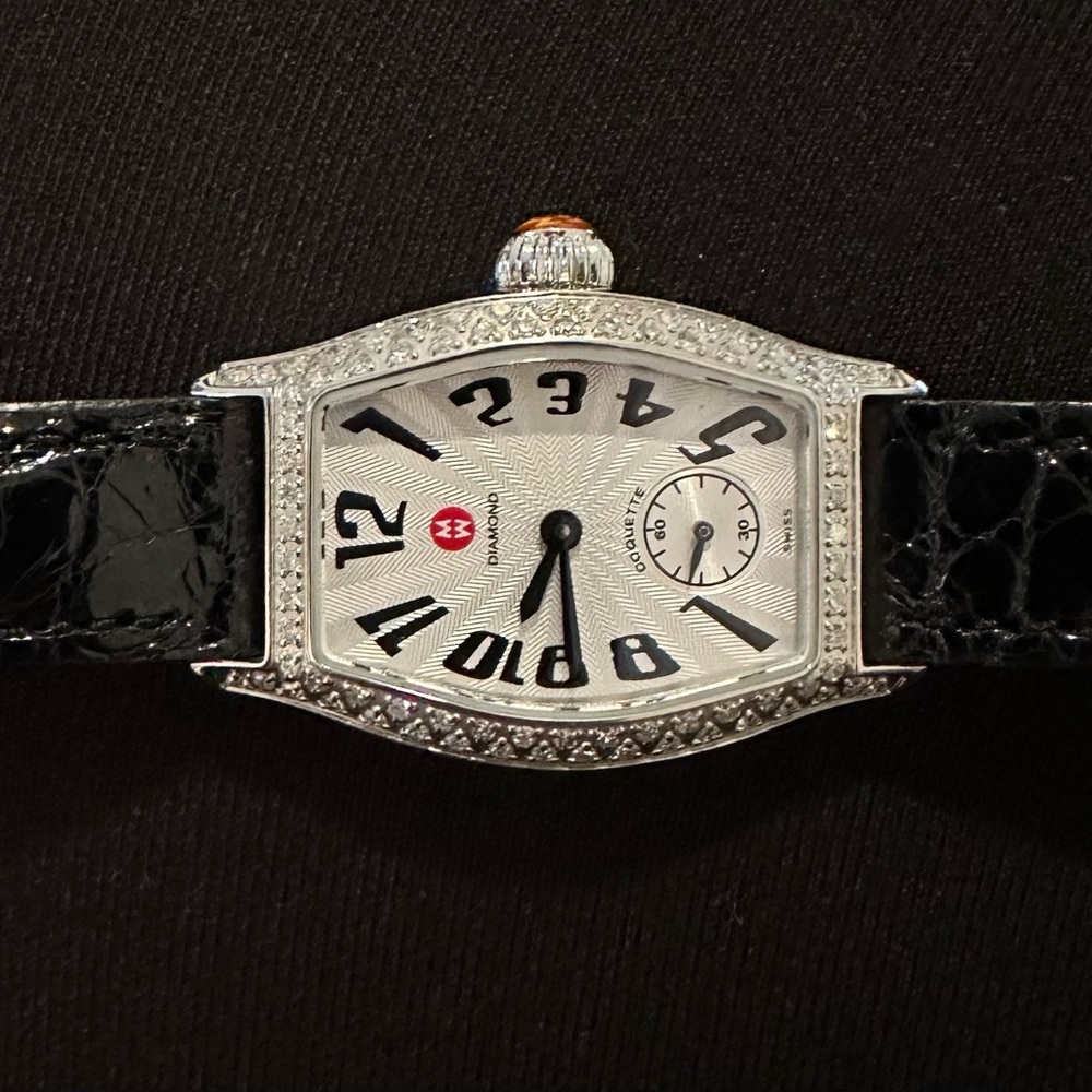 Michele Diamond Watch with Alligator Strap